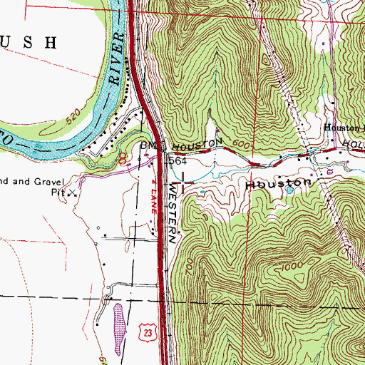 Topographic Map of Houston Hollow, OH