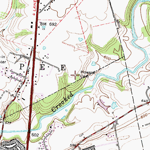 Topographic Map of Howard Cemetery, OH