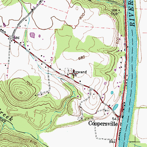 Topographic Map of Howard United Methodist Church, OH