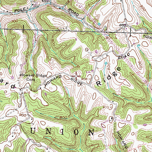 Topographic Map of Howard Ridge, OH
