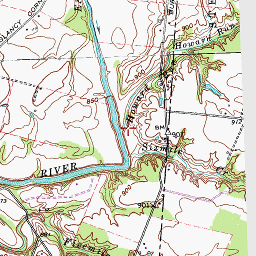 Topographic Map of Howard Run, OH