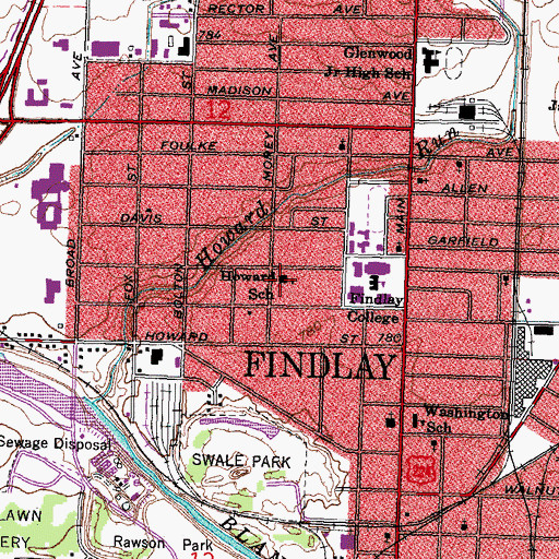 Topographic Map of Howard School, OH