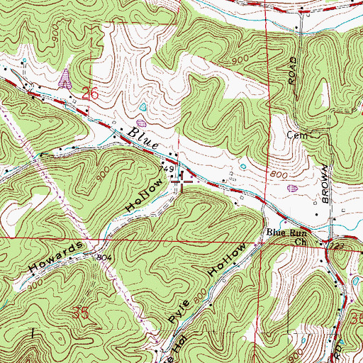 Topographic Map of Howards Hollow, OH