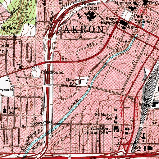 Topographic Map of Howe School, OH