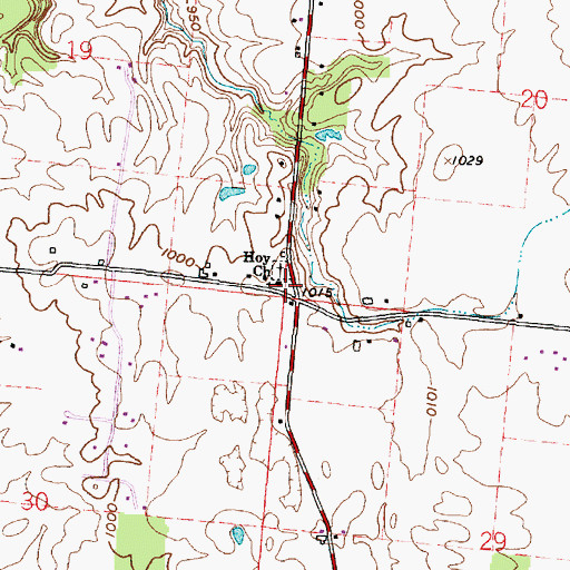 Topographic Map of Hoy Church, OH