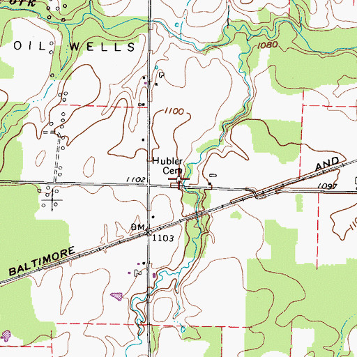 Topographic Map of Hubler Cemetery, OH