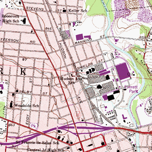 Topographic Map of Hudson Avenue School, OH