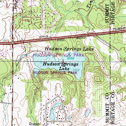 Topographic Map of Hudson Springs Lake, OH