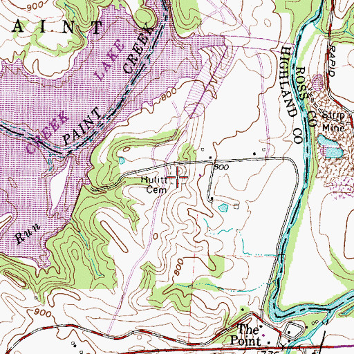 Topographic Map of Hulitt Cemetery, OH
