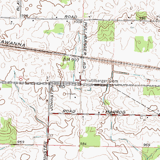 Topographic Map of Hullibarger Cemetery, OH