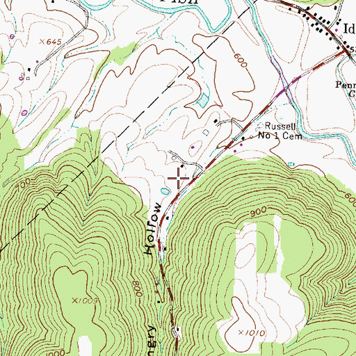 Topographic Map of Hungry Hollow, OH