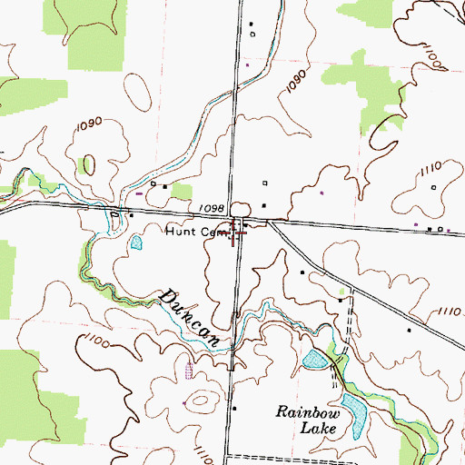 Topographic Map of Hunt Cemetery, OH