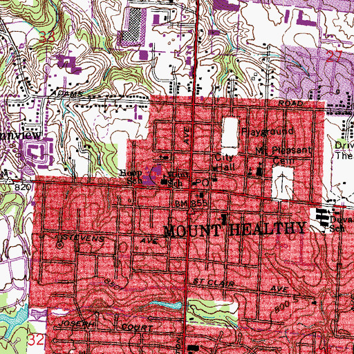 Topographic Map of Hunt School, OH