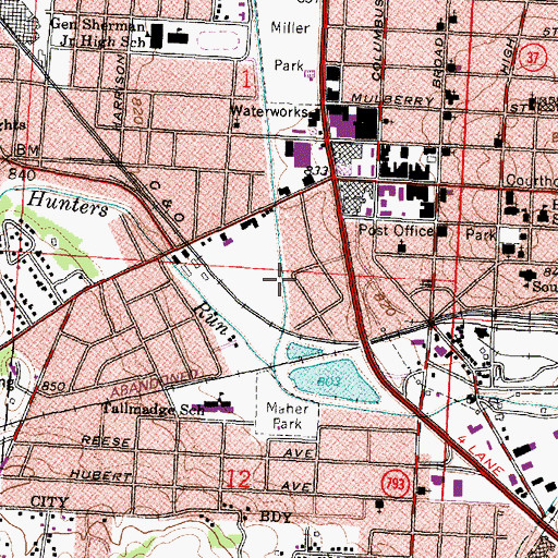 Topographic Map of Hunters Run, OH