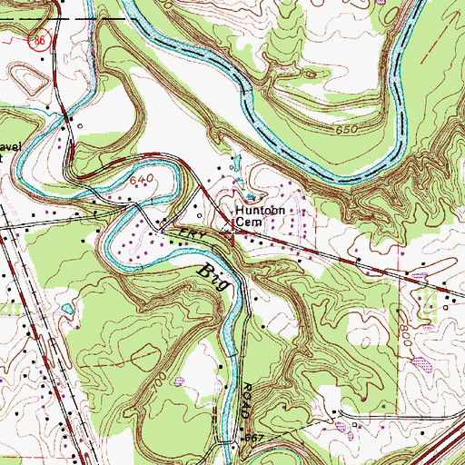 Topographic Map of Huntoon Cemetery, OH