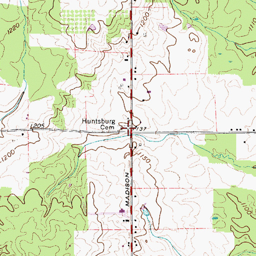 Topographic Map of Huntsburg Cemetery, OH