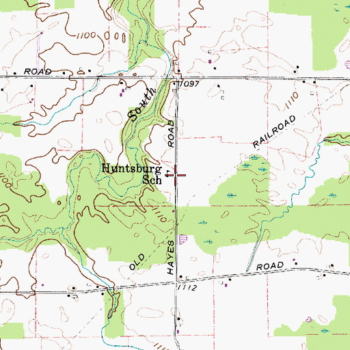 Topographic Map of Huntsburg School, OH