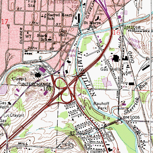 Topographic Map of Hurford Run, OH