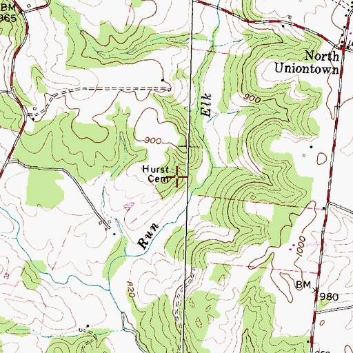 Topographic Map of Hurst Cemetery, OH