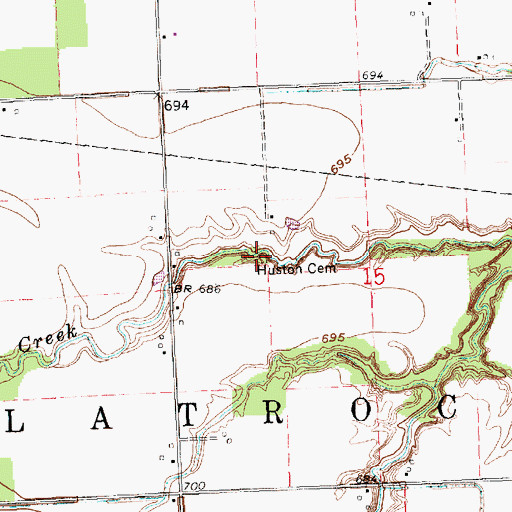 Topographic Map of Huston Cemetery, OH
