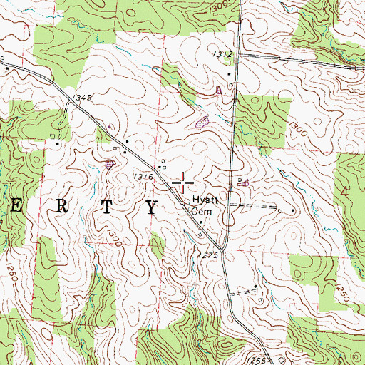 Topographic Map of Hyatt Cemetery, OH