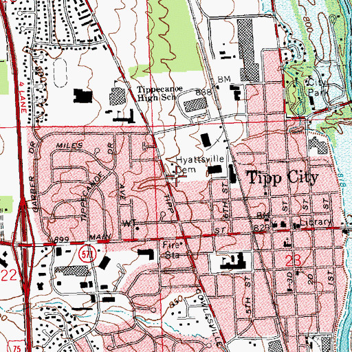 Topographic Map of Hyattsville Cemetery, OH