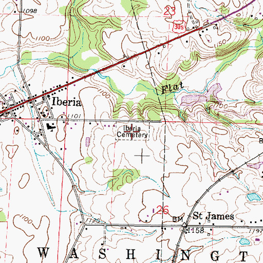 Topographic Map of Iberia Cemetery, OH