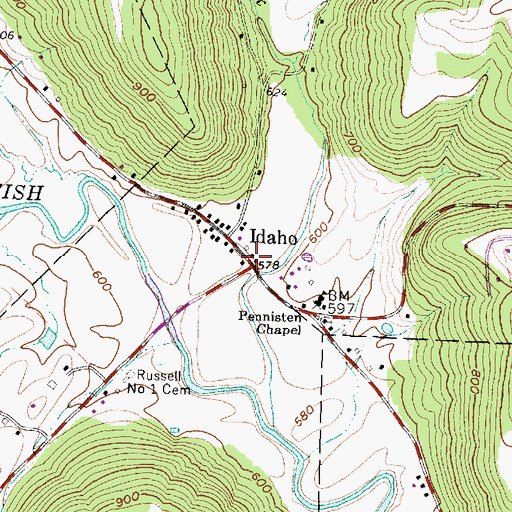 Topographic Map of Idaho, OH