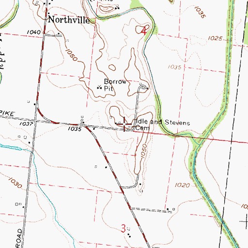 Topographic Map of Idle and Stevens Cemetery, OH