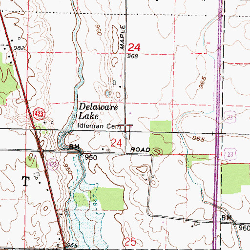 Topographic Map of Idleman Cemetery, OH