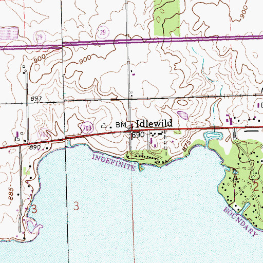 Topographic Map of Idlewild, OH