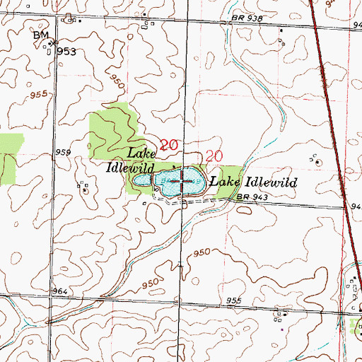 Topographic Map of Lake Idlewild, OH