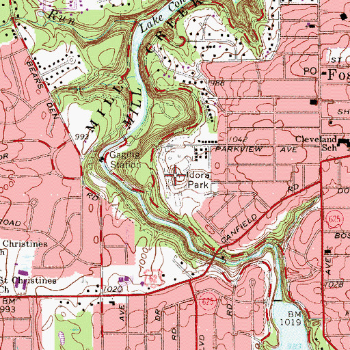 Topographic Map of Idora Park, OH