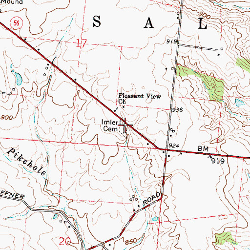 Topographic Map of Imler Cemetery, OH