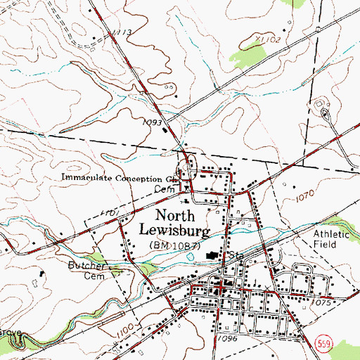 Topographic Map of Immaculate Conception Church, OH