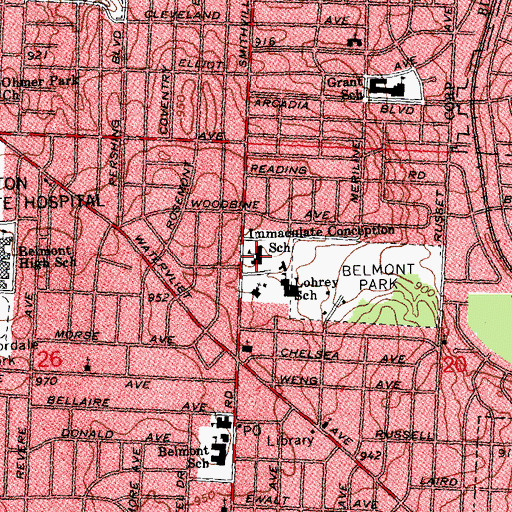Topographic Map of Immaculate Conception School, OH