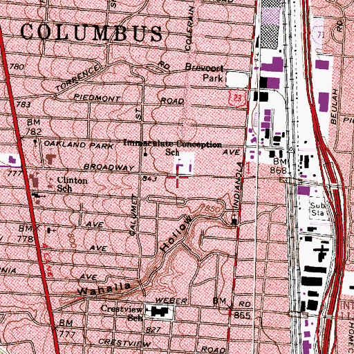 Topographic Map of Immaculate Conception School, OH