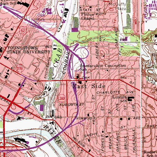 Topographic Map of Immaculate Conception School, OH