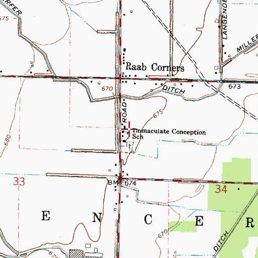 Topographic Map of Immaculate Conception School, OH