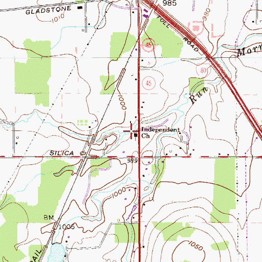 Topographic Map of Independent Church, OH