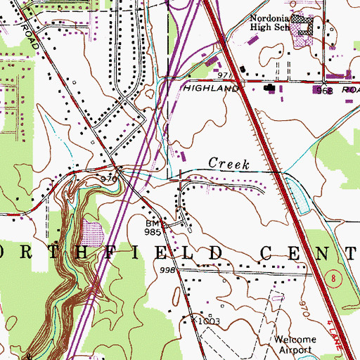 Topographic Map of Indian Creek, OH