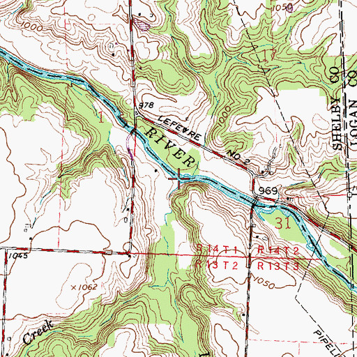 Topographic Map of Indian Creek, OH