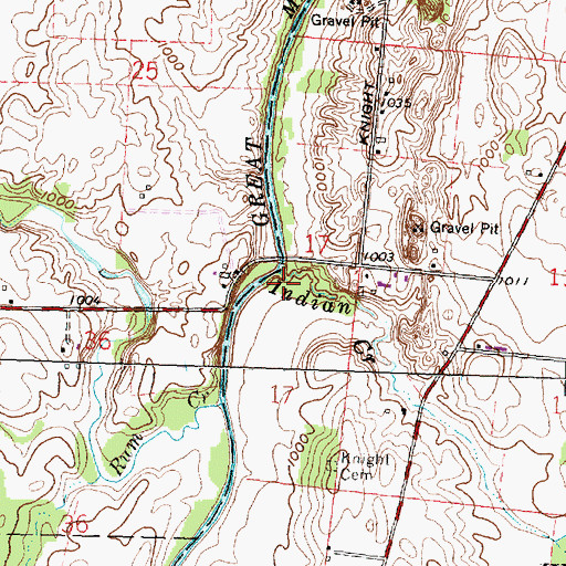 Topographic Map of Indian Creek, OH