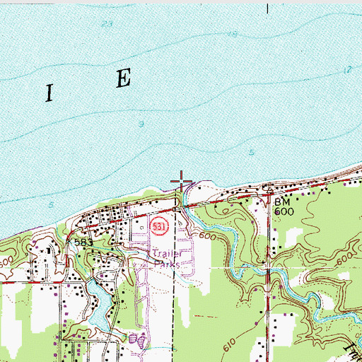 Topographic Map of Indian Creek, OH