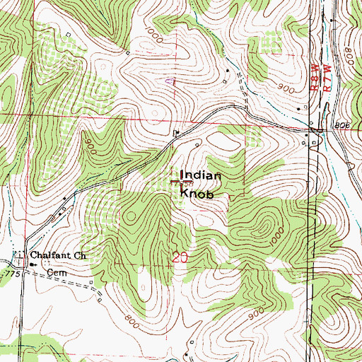 Topographic Map of Indian Knob, OH