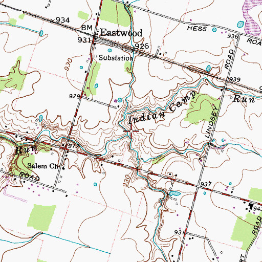 Topographic Map of Indian Camp Run, OH