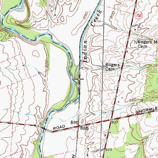 Topographic Map of Indian Creek, OH