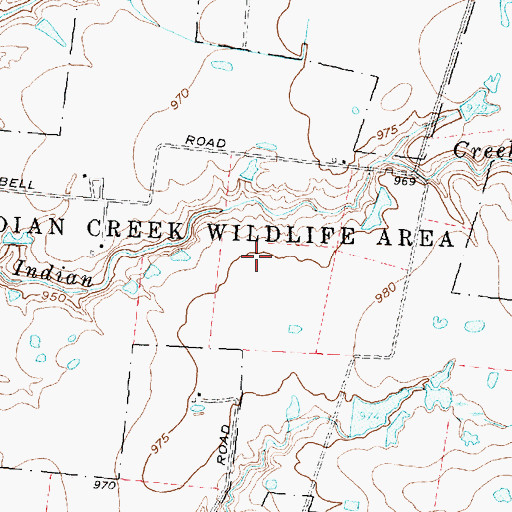 Topographic Map of Indian Creek Wildlife Area, OH