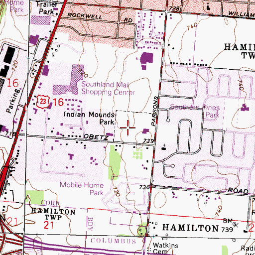 Topographic Map of Indian Mounds Park, OH