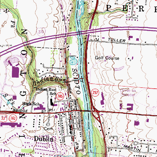 Topographic Map of Indian Run, OH